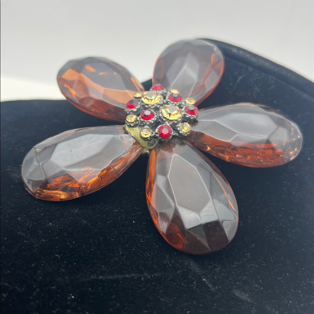 Translucent Choco Brown Plastic Red Crystal Ctr F… - image 3